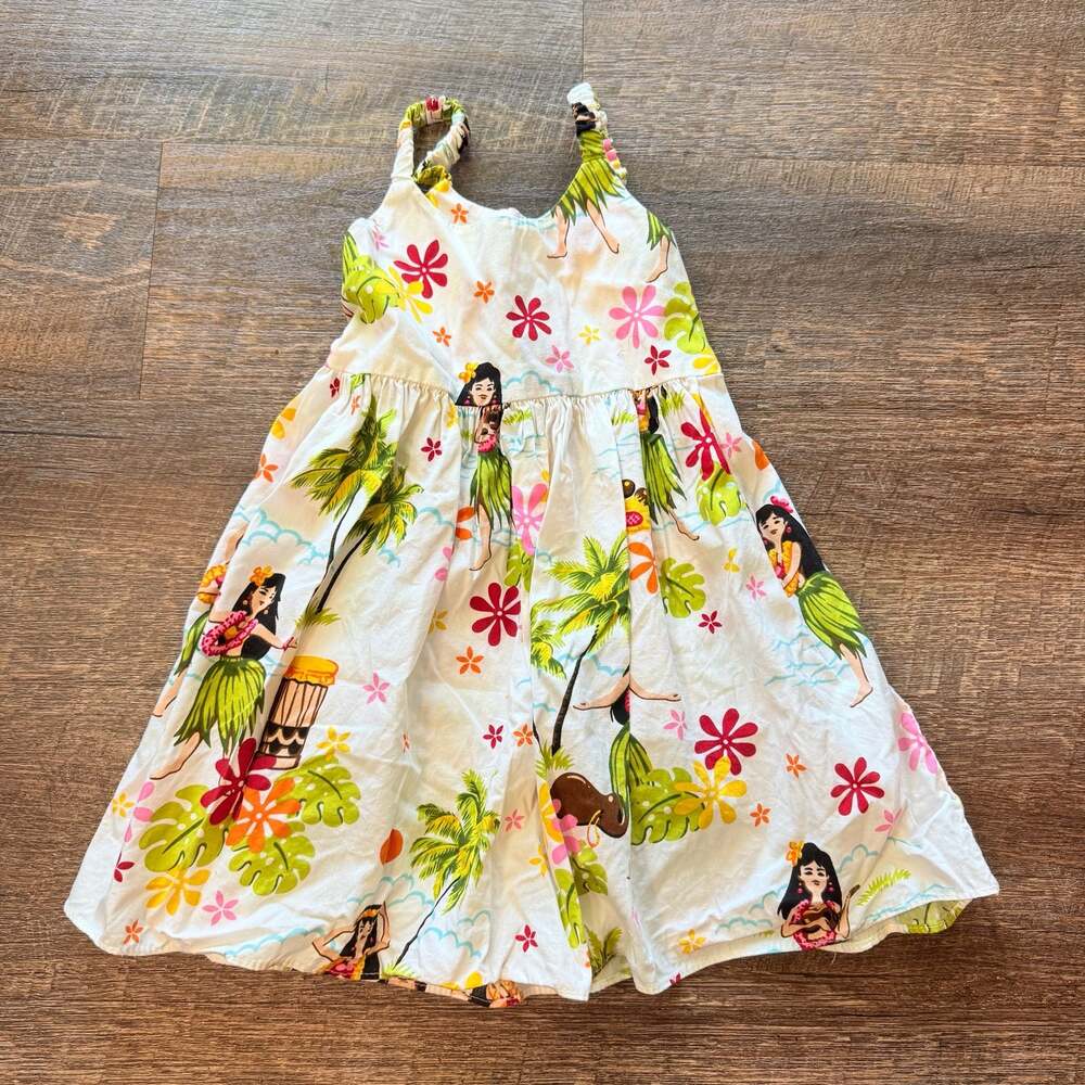 Pacific Legend Girls Hawaiian Hula Girl Tropical Print Spaghetti Strap Dress siz